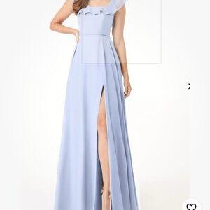 Azazie Jinny Ice (new color) A-line Chiffon Maxi Bridesmaid Dress Sz 20 Altered